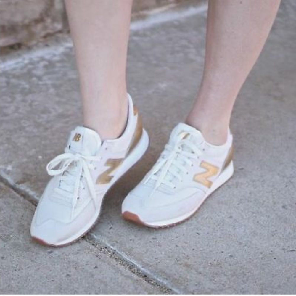 New Balance 520 Suede Sneakers Gold and White Tennis Shoes For J Crew